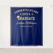 Tenture Moderne Golden Blue Graduation Photo Booth Arrière (Devant)