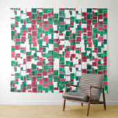 Tenture Moderne Gras Rouge et Vert Noël Mondrian (En situation (horizontale))