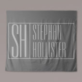 Tenture Moderne, gris sur gris foncé, logo avec initiales 