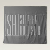 Tenture Moderne, gris sur gris foncé, logo avec initiales 