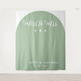 Tenture Moderne Mademoiselle à Mme Shower Nuptial Vert Sau