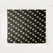 Tenture MODERNE Mandala PETITES LIGNES - YEUX D'OR NOIR (Devant (Horizontal))