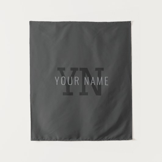 Tenture Moderne monogramme gris foncé avec nom (ou autre t (Devant)