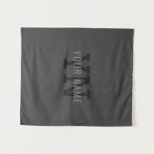 Tenture Moderne monogramme gris foncé avec nom (ou autre t (Devant (Horizontal))