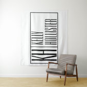 Tenture Moderne, Noir et Blanc, Logo avec Initiales & Nom (En situation)