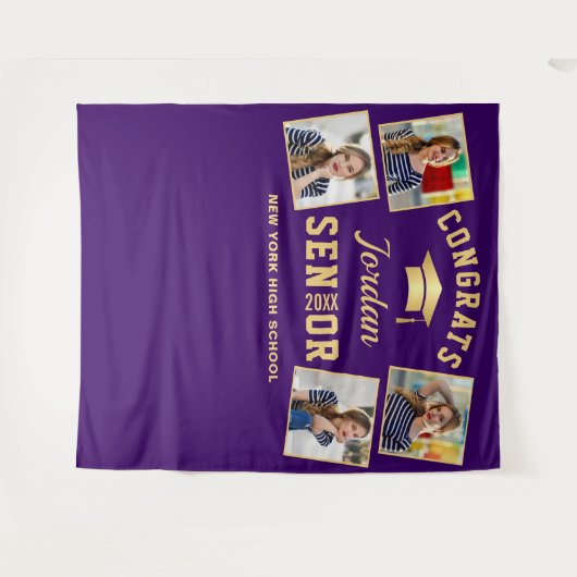 Tenture Moderne Purple Graduation 4 Photo Booth fond (Devant (Horizontal))
