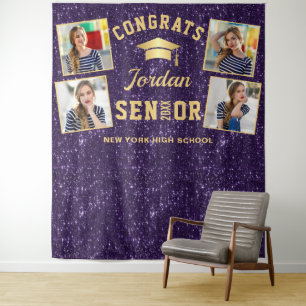 Tenture Moderne Purple Graduation 4 Photo Booth fond