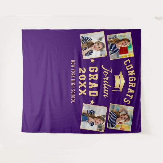 Tenture Moderne Purple Graduation 4 Photo Booth fond (Devant (Horizontal))