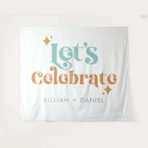 Tenture Moderne Retro Orange et Mariage Turquoise