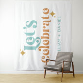 Tenture Moderne Retro Orange et Mariage Turquoise (En situation)