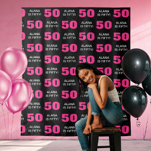 Tenture Moderne Rose Noir 50e Anniversaire Fête Étape Répé