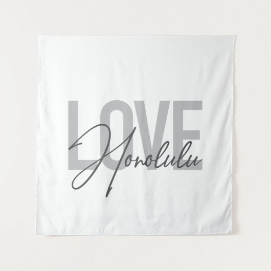 Tenture Moderne, simple, design urbain cool Love Honolulu (Devant)