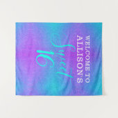 Tenture Moderne Sweet 16 Teal Violet Pailleté Personnalisé (Devant (Horizontal))