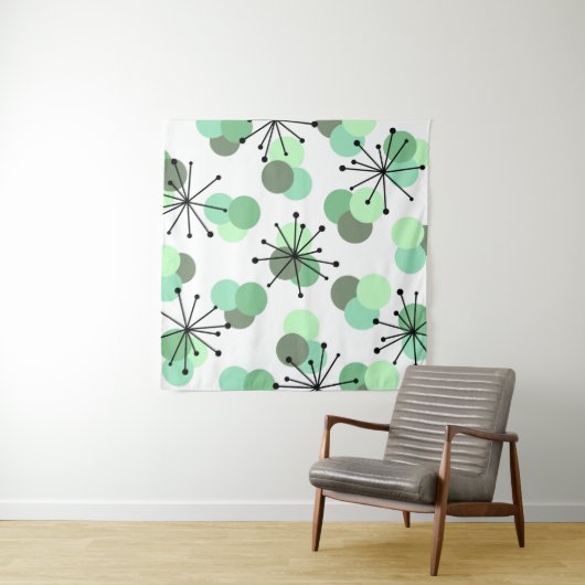 Tenture Molécules de l'âge atomique Mint Green (En situation (horizontale))