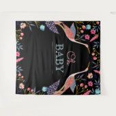 Tenture Mon bébé | Chic Baby shower floral de cigogne (Devant (Horizontal))