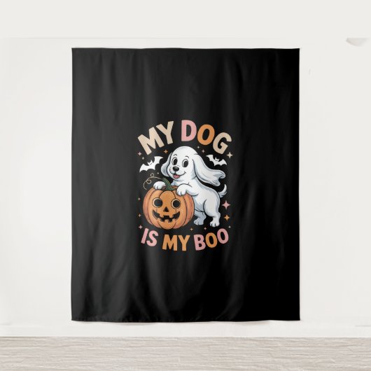 Tenture Mon chien est mon garçon Drôle Halloween (Devant)