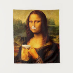 Tenture Mona Lisa buvant de la bière Amateurs de bière