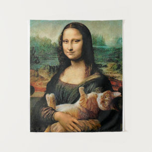 Tenture Mona Lisa tenant son art de chat Leonardo da Vinci