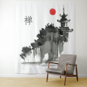 Tenture Monastère du bouddhisme zen au soleil (En situation)