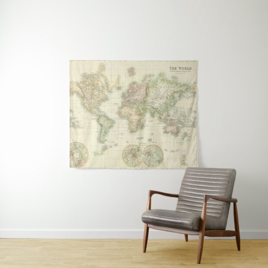 Tenture Monde sur la projection de Mercator (En situation (horizontale))