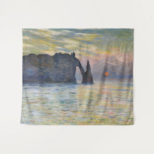 Tenture Monet - Le Manneport, Falaise à Etretat, coucher d (Devant (Horizontal))