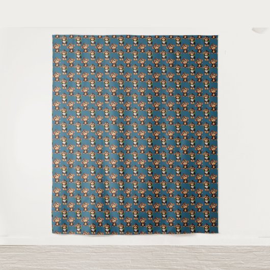 Tenture Monkey Pattern Design Blue  (Devant)