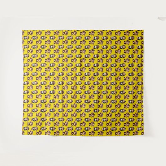 Tenture Monkey Pattern Design Yellow  (Devant (Horizontal))