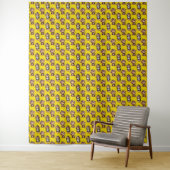 Tenture Monkey Pattern Design Yellow  (En situation)