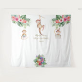 Tenture Monkey Tropical Floral Baby shower Photo Booth (Devant (Horizontal))