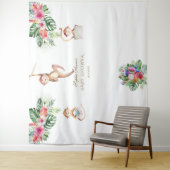 Tenture Monkey Tropical Floral Baby shower Photo Booth (En situation)