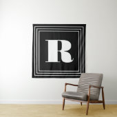 Tenture Monogramme 3 cadres | Noir et blanc (En situation)