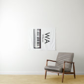 Tenture Monogramme ajouter initiale lettre nom texte piano (En situation (horizontale))