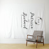 Tenture Monogramme Aquarelle Florale Mariage Arrière-plan (En situation (horizontale))