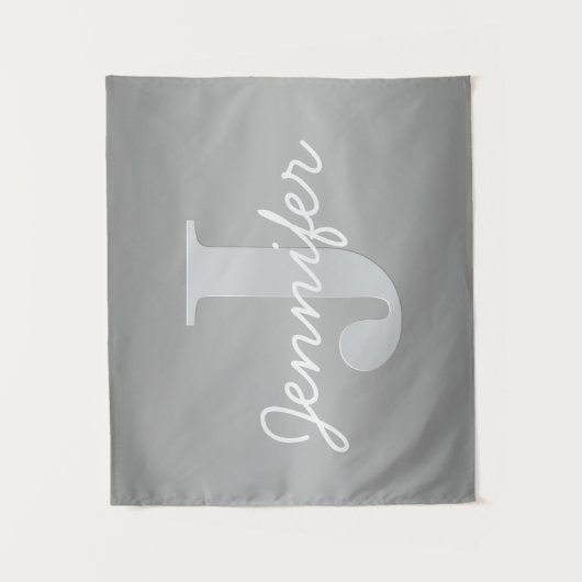 Tenture Monogramme blanc curé et gris | Couleurs modifiabl (Devant)