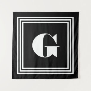Tenture Monogramme Cadre Gras 3 Noir & Blanc