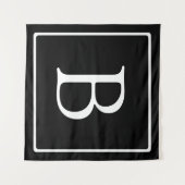 Tenture Monogramme Classique Simple | Noir avec Texte Blan (Devant (Horizontal))