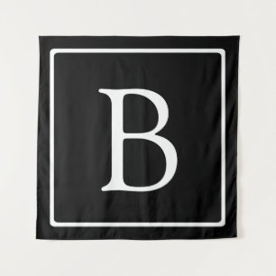 Tenture Monogramme Classique Simple Noir avec Texte Blan