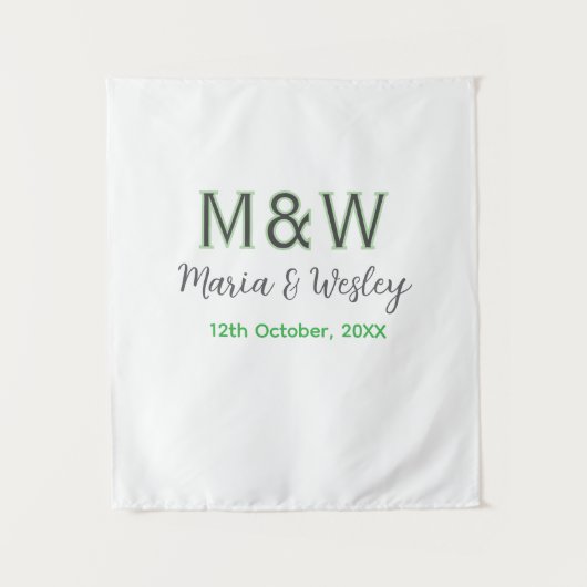 Tenture Monogramme couple gris vert moderne romantique dat (Devant)