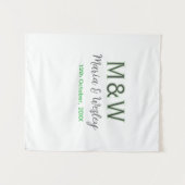 Tenture Monogramme couple gris vert moderne romantique dat (Devant (Horizontal))