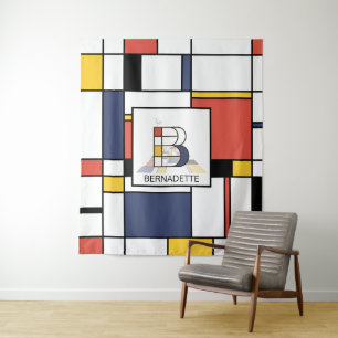 Tenture Monogramme d'art néoplasticiste charmant. Lettre B