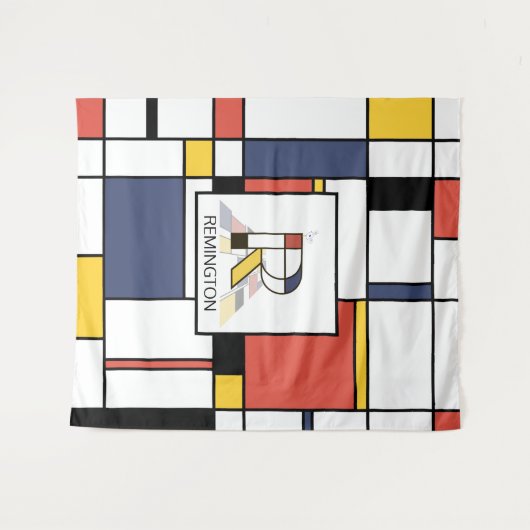 Tenture Monogramme d'art néoplasticiste charmant. Lettre R (Devant (Horizontal))