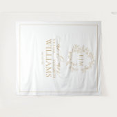 Tenture Monogramme de cime dorée - photo Mariage (Devant (Horizontal))