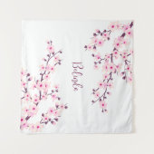Tenture Monogramme de fleurs de cerisier rose blanc (Devant (Horizontal))
