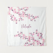 Tenture Monogramme de fleurs de cerisier rose blanc (Devant)