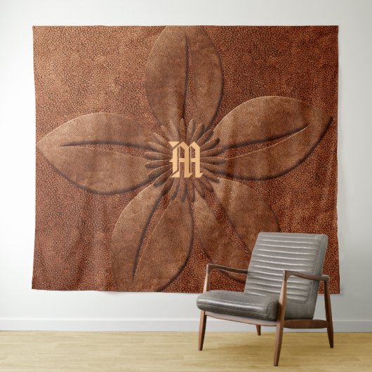 Tenture Monogramme de la fleur de look de cuivre (En situation (horizontale))