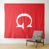 Tenture Monogramme de lettre initiale rouge blanc simple (En situation (horizontale))