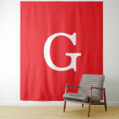 Tenture Monogramme de lettre initiale rouge blanc simple (En situation)