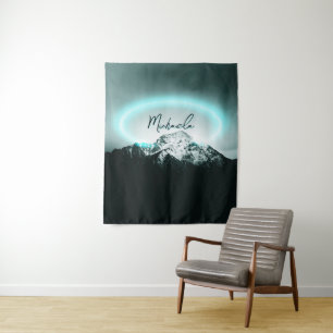 Tenture Monogramme de lumière de néon bleu mystérieux de m