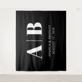 Tenture Monogramme de mariage en lettres majuscules noir e (Devant)