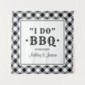 Tenture Monogramme de mariage personnalisé 'I Do BBQ Black (Devant)